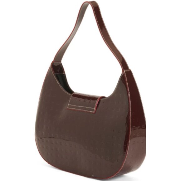 NWT ✅ ARCADIA Patent Leather Burgundy Crescent Hobo Bag #1119 ✨ NWT - Picture 3 of 4